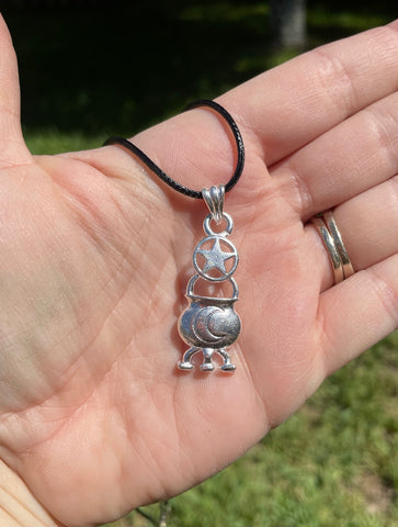 Witches Cauldron Silver Pendant Necklace