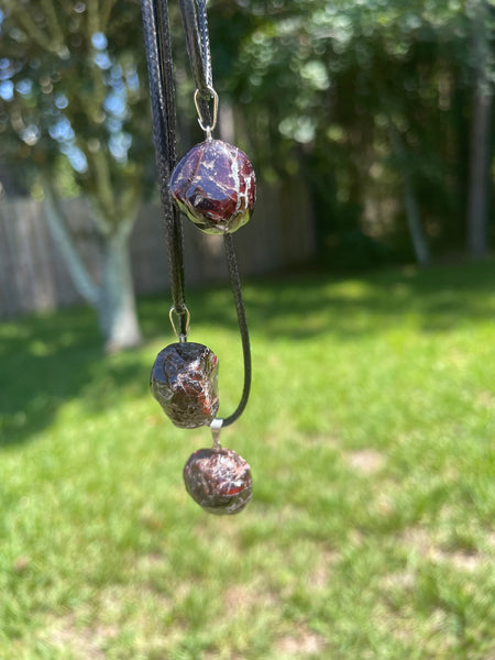 Garnet Nugget Crystal Necklace With Cord Chain
