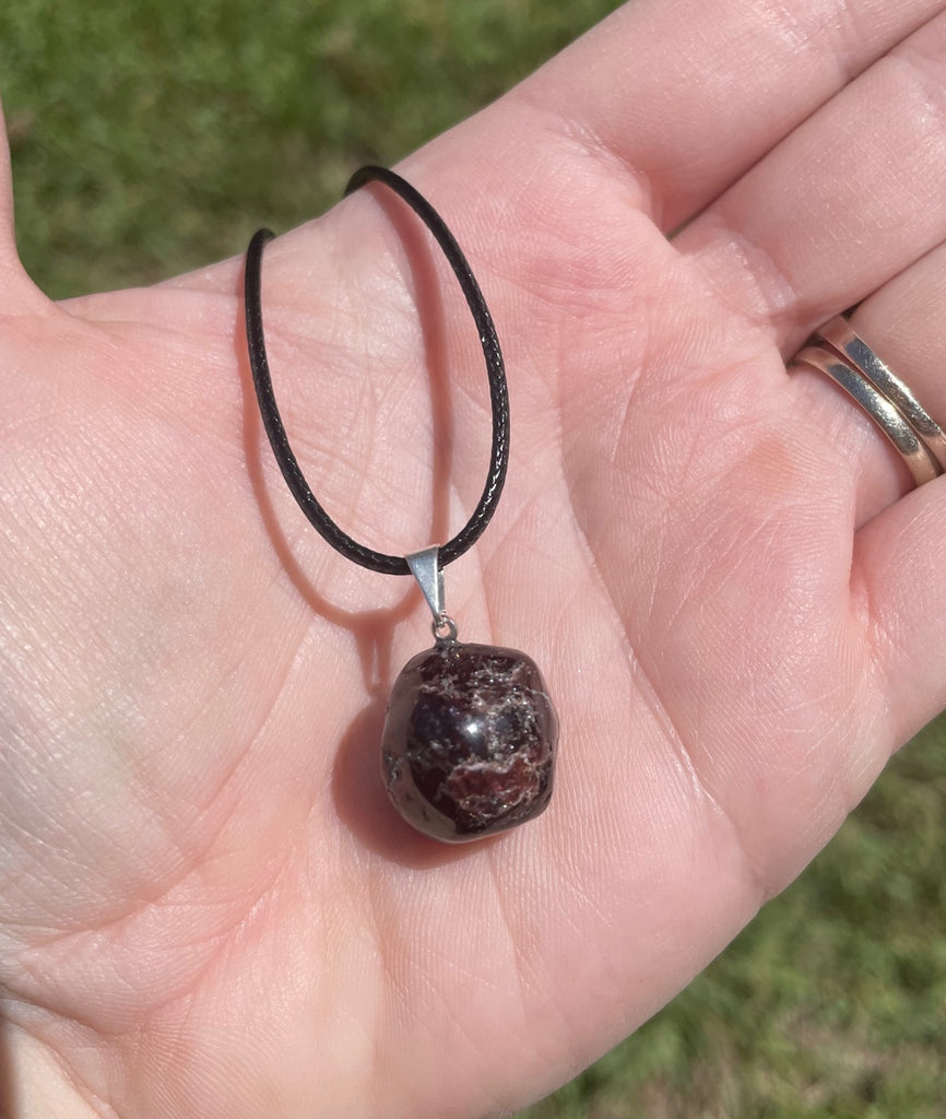 Garnet Nugget Crystal Necklace With Cord Chain – Untethered Crystals