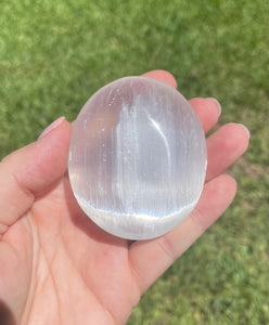 Selenite Satin Spar Crystal Palm Stone