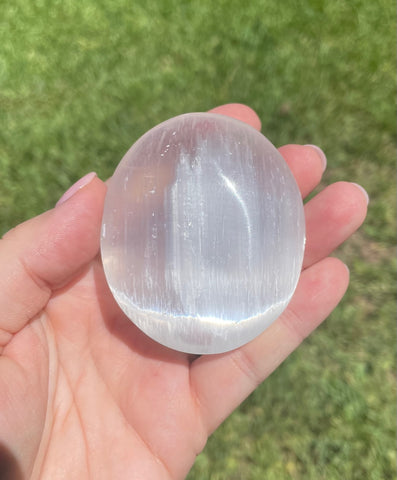 Selenite Satin Spar Crystal Palm Stone