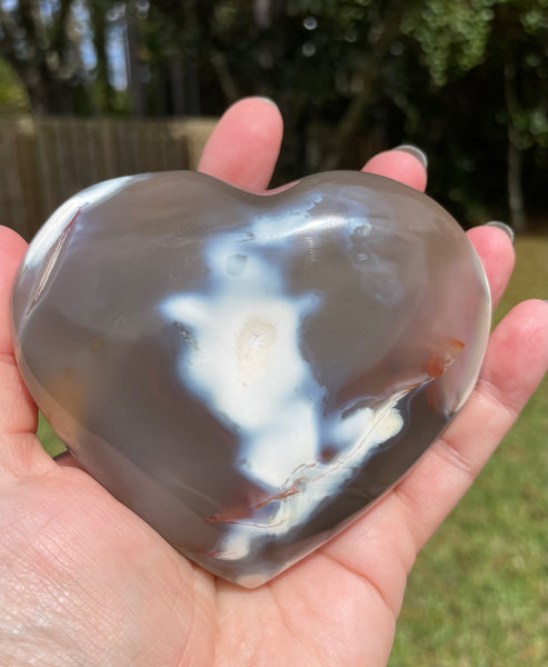 Large Orca Agate Heart Crystal Carving 1 pound 2 oz