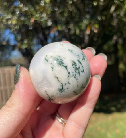 Moss Agate Crystal Sphere D