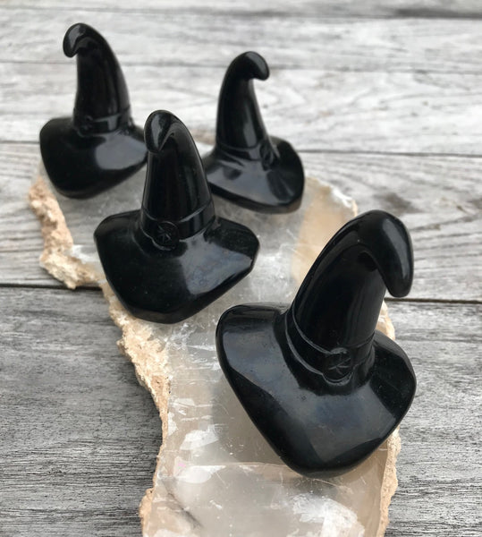 Black Obsidian Witch Hat Crystal Carving