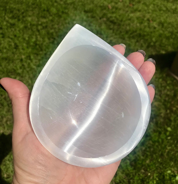 Selenite Teardrop Shaped Bowl