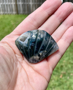 Moss Agate Shell Crystal Carving Mother Earth Abundance