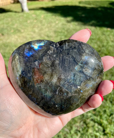 X-Large Labradorite Polished Crystal Heart