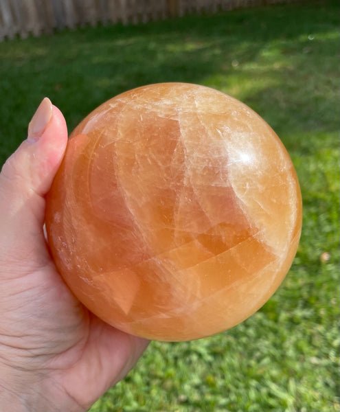 Huge Honey Calcite Crystal Sphere 5+ Pounds