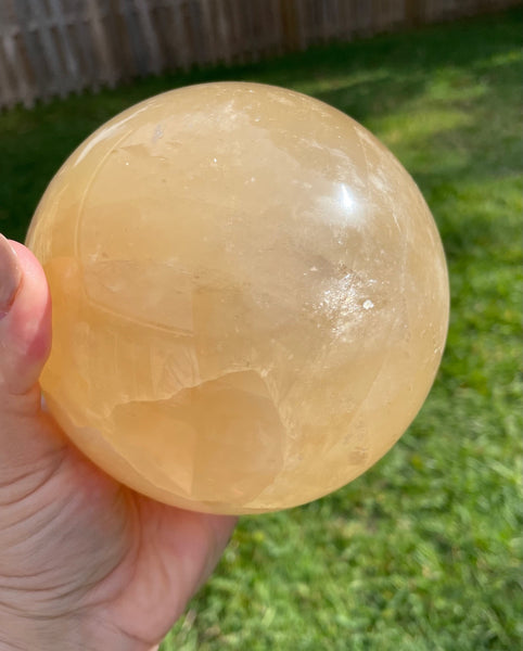 Huge Honey Calcite Crystal Sphere 5 Pounds 15oz
