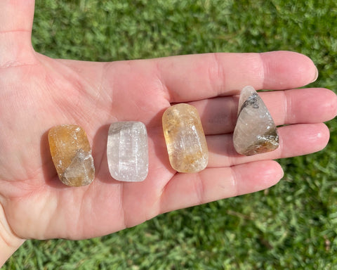 Caramel Fluorescent & White Calcite Tumbled Crystal