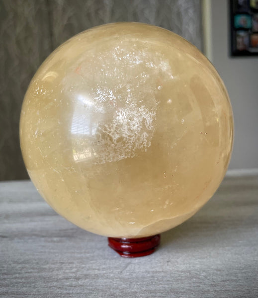 Huge Honey Calcite Crystal Sphere 5 Pounds 15oz