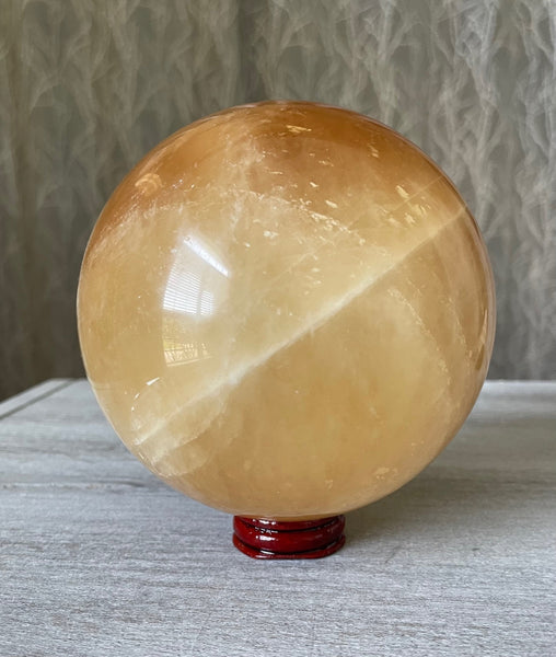Huge Honey Calcite Crystal Sphere 5+ Pounds