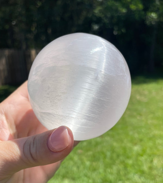 Large 3 Inch Selenite Satin Spar Crystal Sphere