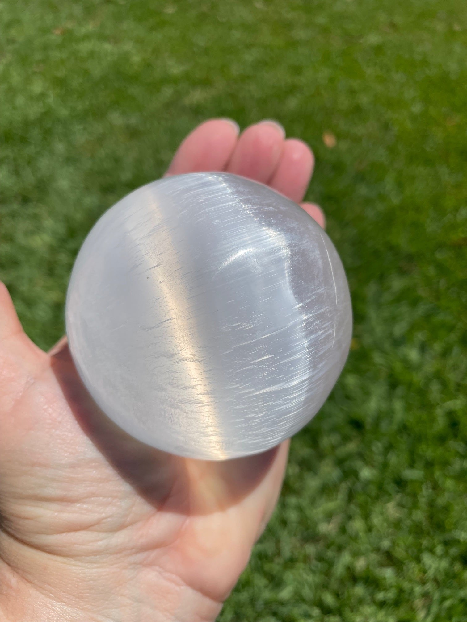 Large 3 Inch Selenite Satin Spar Crystal Sphere