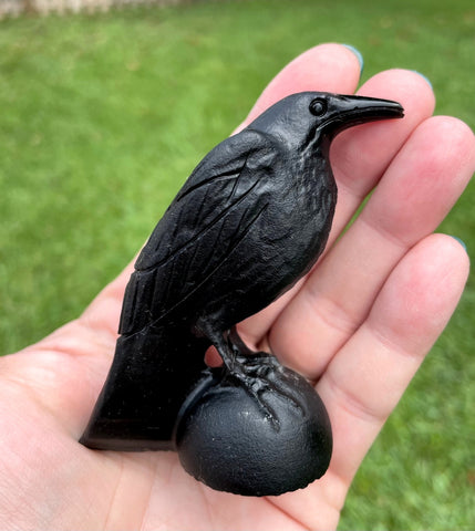 Black Obsidian Crow Crystal Carving