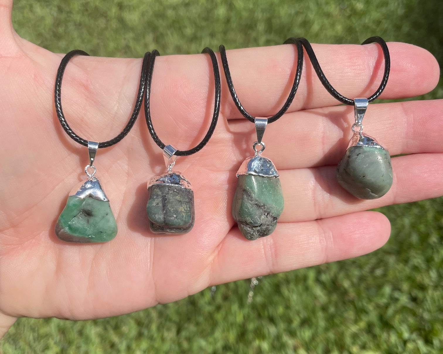 Raw Emerald Stone Emerald Mens Necklace Natural Emerald Necklace