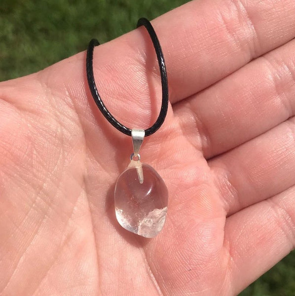 Clear Quartz Crystal Pendant Necklace