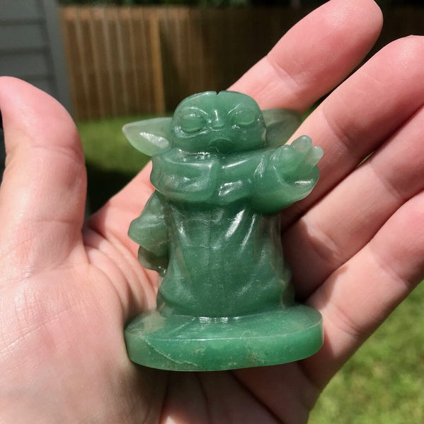 Baby Yoda Grogu Aventurine Crystal Carving