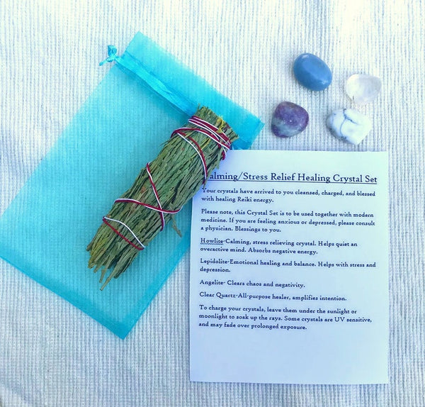 Stress Relief Calming Crystal Self-Care Kit Set