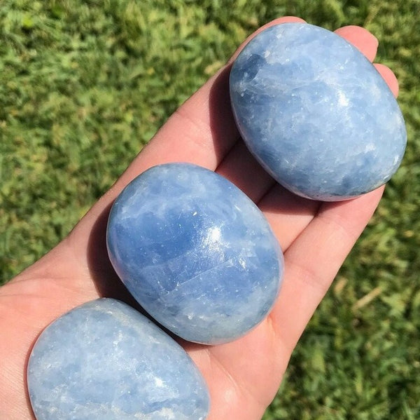 Blue Calcite Palm Stone