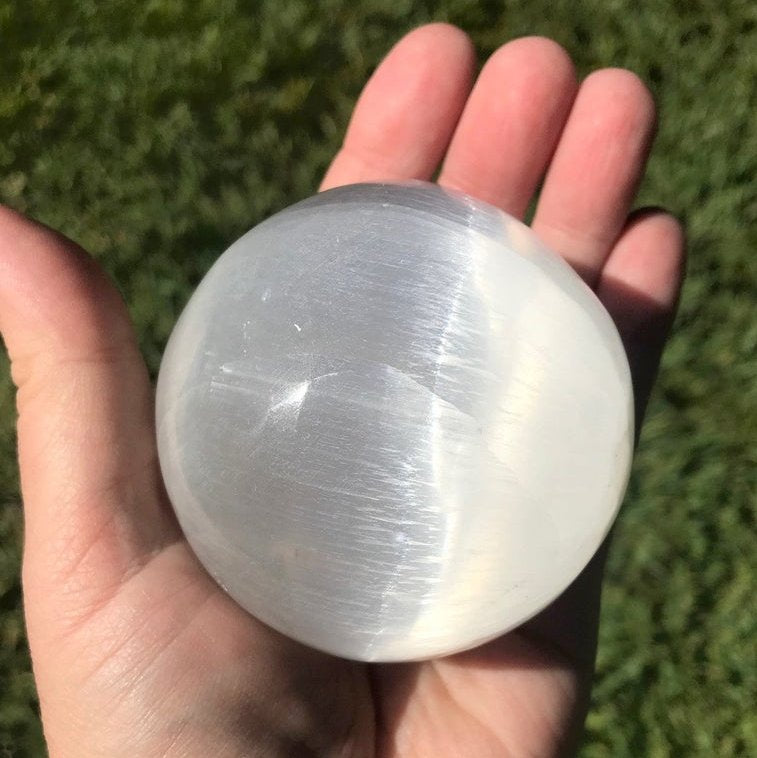 Large Selenite Satin Spar Crystal Sphere